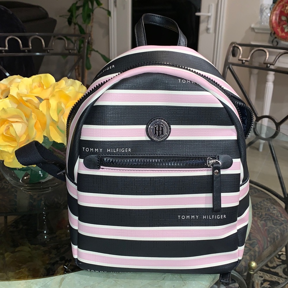 Blush Pink Stripes Tommy Hilfiger Mini Backpack